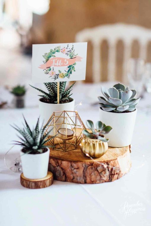 Location centre de table mariage: les rondins de bois