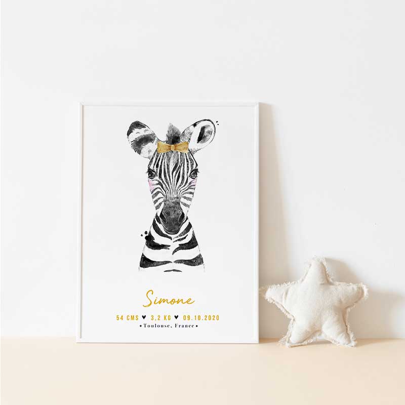 Affiche Enfant Zebre Le Grenier De Pauline