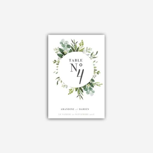 nom de table mariage vert eucalyptus