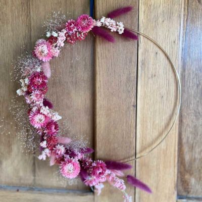 couronne de fleurs séchées laiton doré