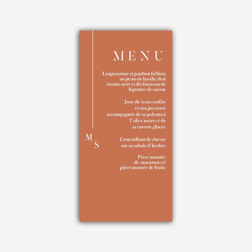 menu mariage terracotta