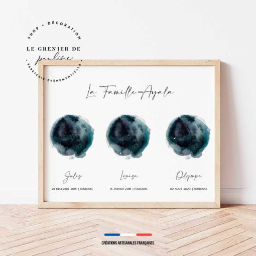 affiche personnalisée cosmos irma horoscope moon carte du ciel constellations étoiles