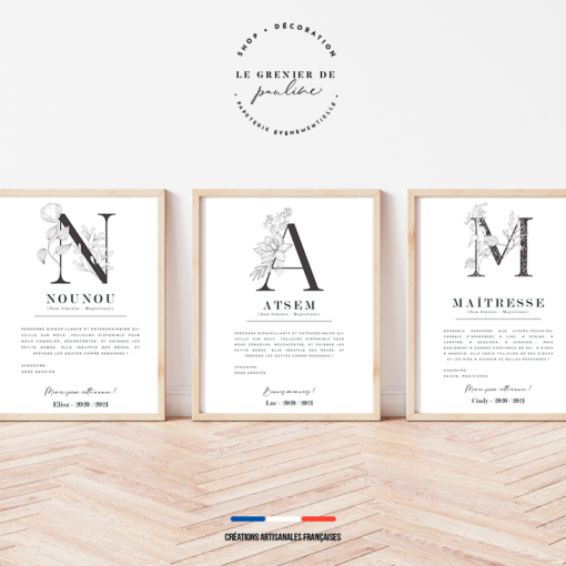 Affiche personnalisée Maitresse nounou atsem