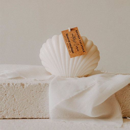 bougie coquillage blanche en cire de colza